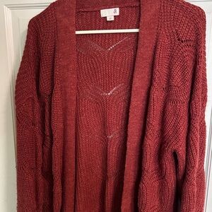 SO Open-Front Knit Cardigan Sweater - Rust